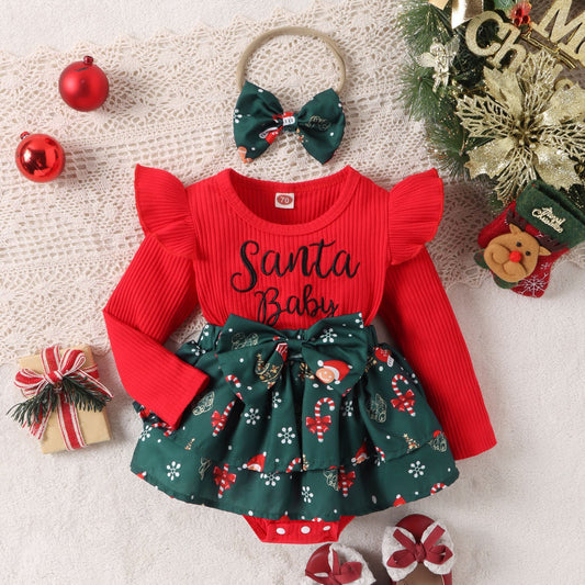 Girl's Santa Claus Skirt Romper